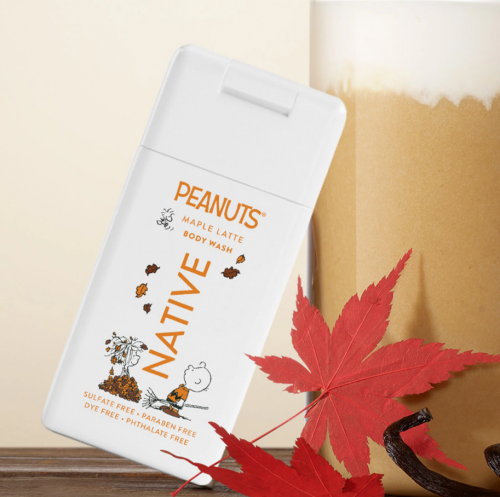 NATIVE- FALL PEANUTS COLLAB MINI BODY WASH-  MAPLE LATTE