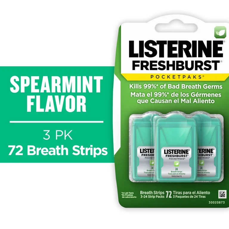 LISTERINE- FRESHBURST POCKETPAKS ORAL CARE BREATH STRIPS-SPEARMINT