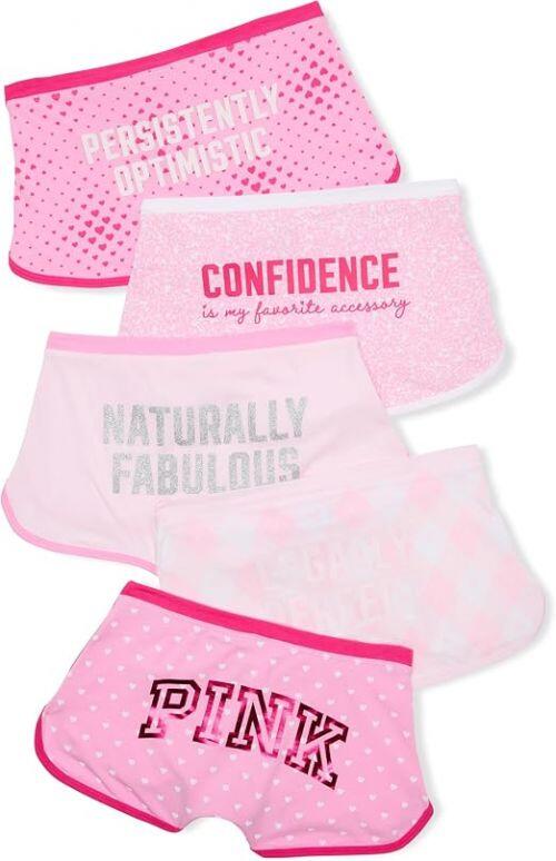 PINK - 5 PACK COTTON DORM BOYSHORT PANTIES TAM M