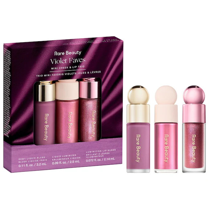 RARE BEAUTY- VIOLET FAVES MINI CHEEK AND LIP TRIO MAKEUP GIFT SET