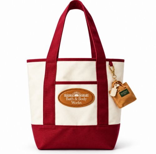 BATH & BODY WORKS -  BURGUNDY & CREAM HERITAGE TOTE BAG