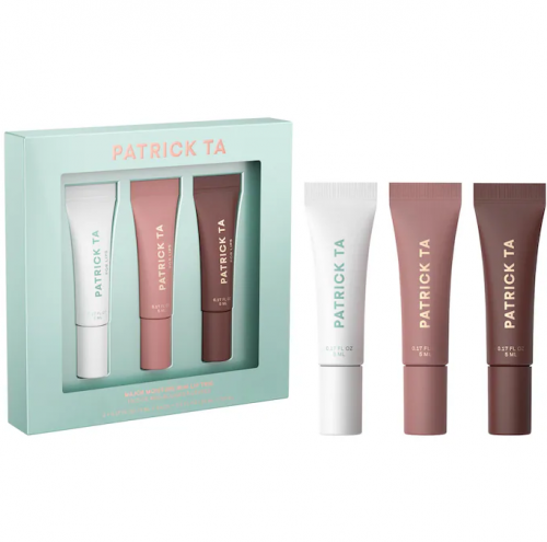 PATRICK TA- MINI MAJOR MOISTURE SMOOTHING AND HYDRATING TINTED LIP BALM TRIO MAKEUP GIFT SET