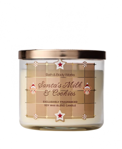 BATH BODY WORKS - SANTA'S MILK & COOKIES CANDLE 411G