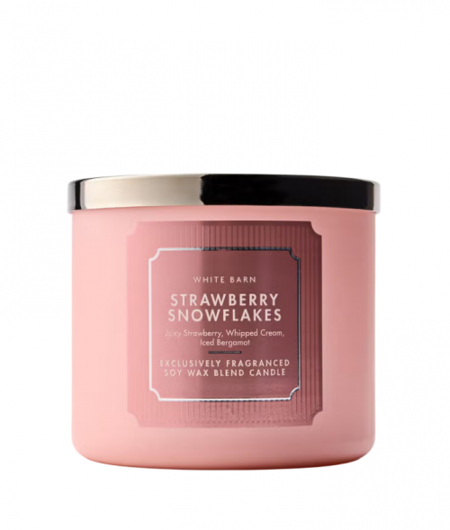BATH & BODY WORKS - STRAWBERRY SNOWFLAKES CANDLE 411G