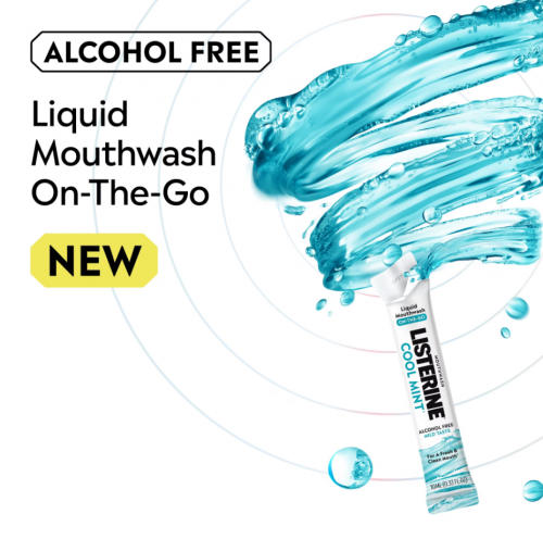 LISTERINE- ON-THE-GO COOL MINT ALCOHOL FREE MOUTHWASH PACKETS- 5PK