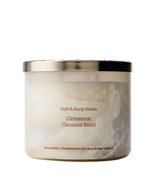 BATH & BODY WORKS - CINNAMON CARAMEL SWIRL CANDLE 411G