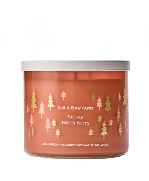 BATH & BODY WORKS -SNOWY PEACH BERRY CANDLE 411G