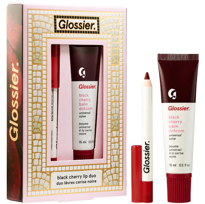 GLOSSIER - BLACK CHERRY BALM DOTCOM & MINI LIP LINE LIP LINER PENCIL MAKEUP GIFT SET
