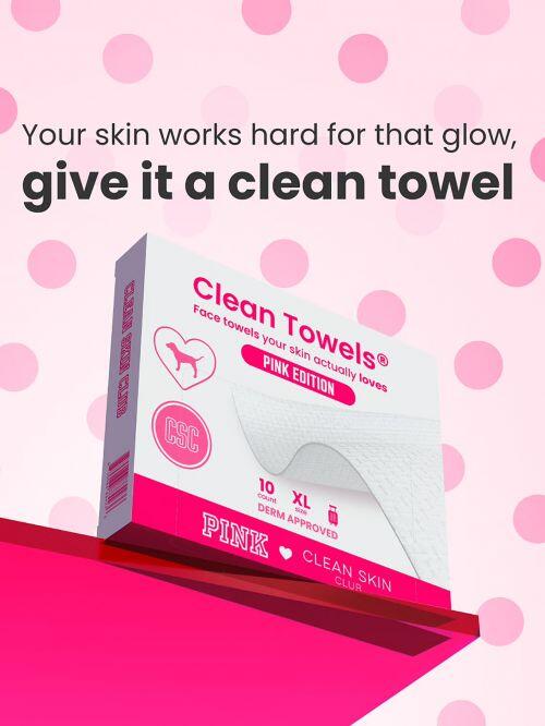PINK x CLEAN SKIN CLUB - CLEAN TOWELS ORIGINAL XL TRAVEL 10CT