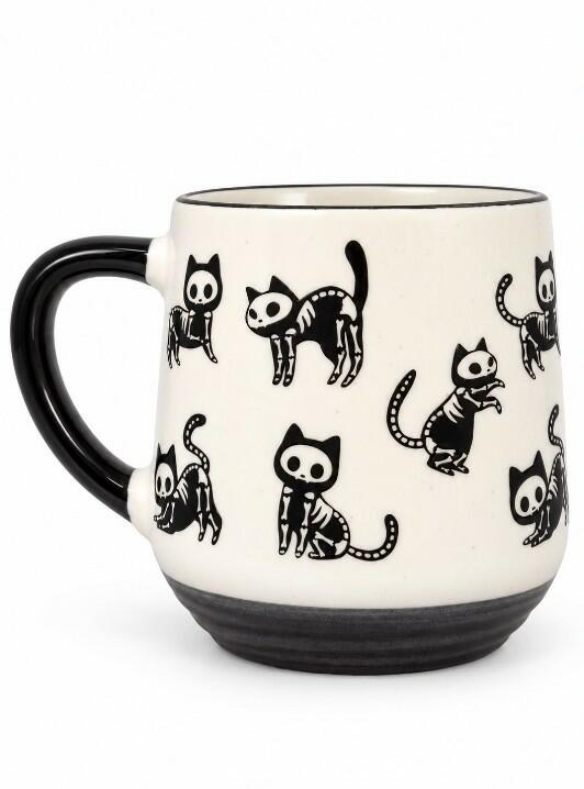 HALLOWEEN SKELETON CATS CERAMIC MUG