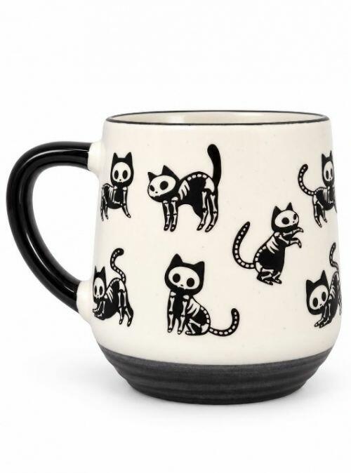 HALLOWEEN SKELETON CATS CERAMIC MUG