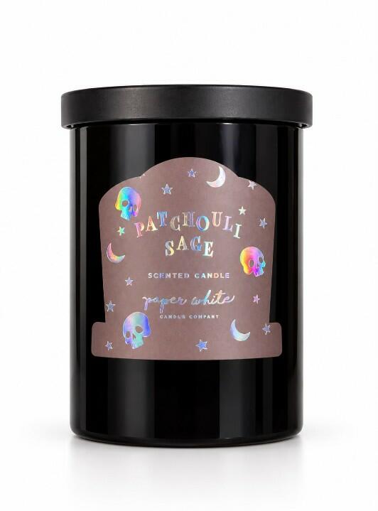 PAPER WHITE- CANDLE COMPANY PATCHOULI SAGE SCENTED CANDLE