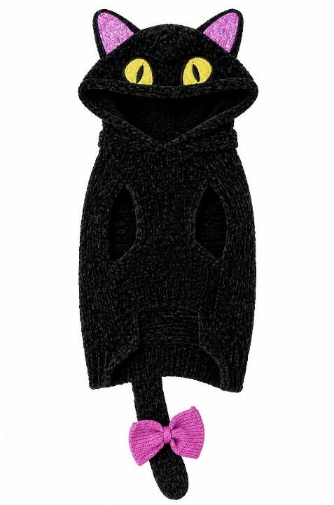 HALLOWEEN BLACK CAT HOODED DOG SWEATER COSTUME