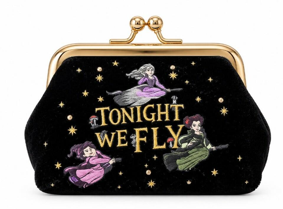 TONIGHT WE FLY WITCHES HALLOWEEN VELVET COIN PURSE
