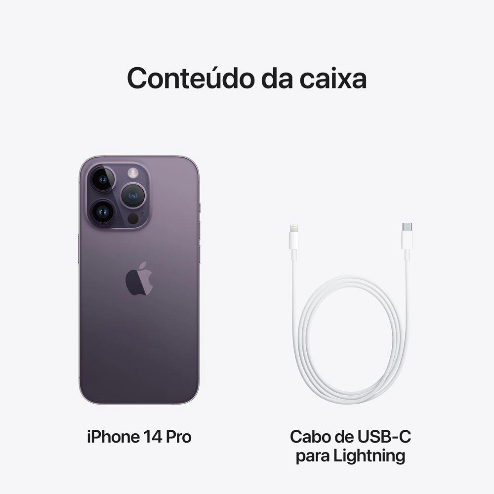 Apple iPhone 14 Pro 256GB iOS 5G Wi-Fi Tela 6.1'' Câmera Tripla