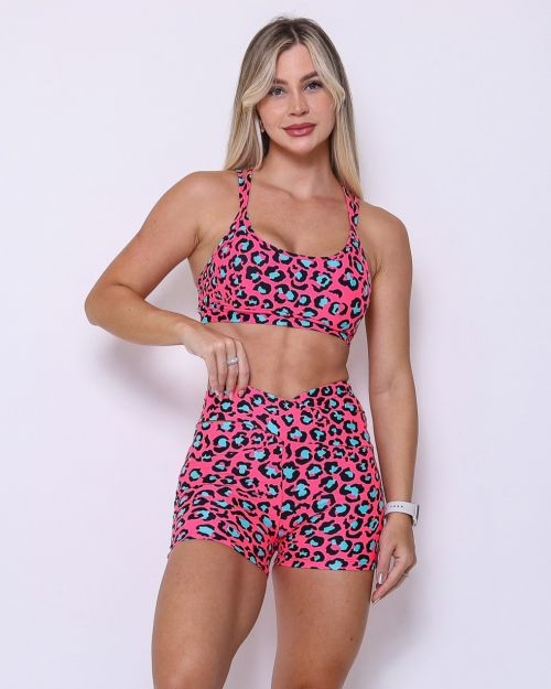Conjunto Short Básico Cós Cruzado Light Onça Pantanal Euforia + Top Lu