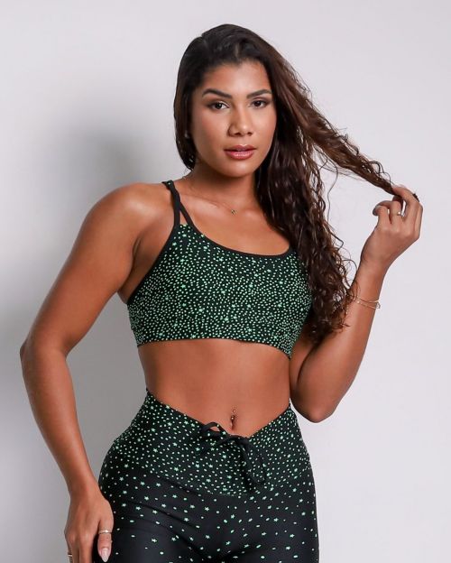 Top Lu Degradê Estrelas Verde Limão