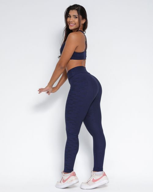 Conjunto Calça Legging Básica Jacquard Comfy + Top Lu
