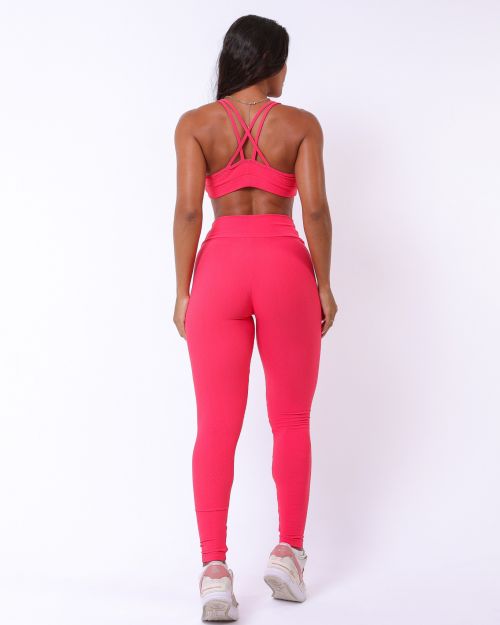 Conjunto Calça Legging Básica Jacquard Comfy + Top Lu