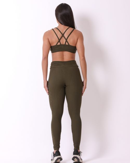 Conjunto Calça Legging Básica Jacquard Comfy + Top Lu