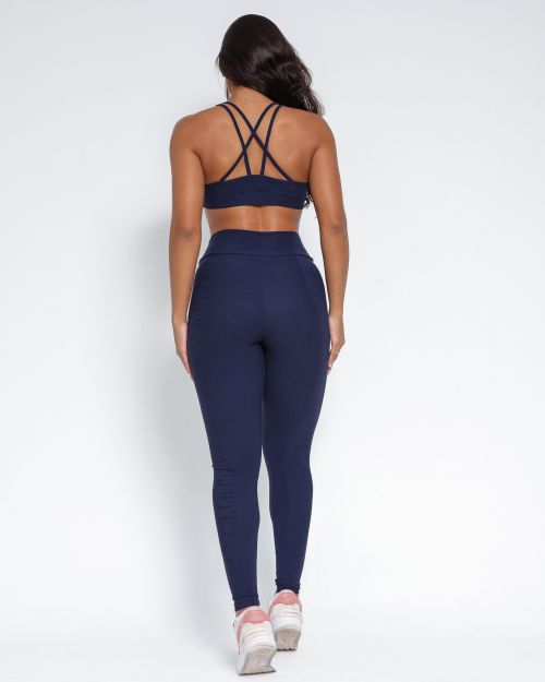 Conjunto Calça Legging Básica Jacquard Comfy + Top Lu