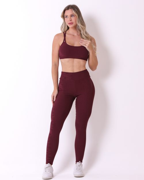 Conjunto Calça Legging Básica Jacquard Comfy + Top Lu