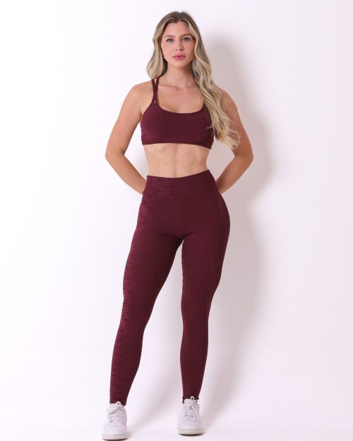 Conjunto Calça Legging Básica Jacquard Comfy + Top Lu