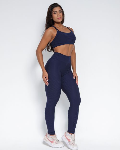 Conjunto Calça Legging Básica Jacquard Comfy + Top Lu