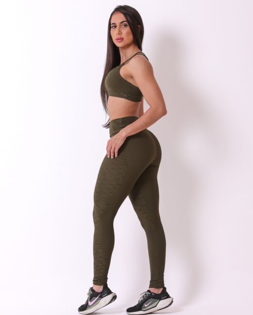 Conjunto Calça Legging Básica Jacquard Comfy + Top Lu