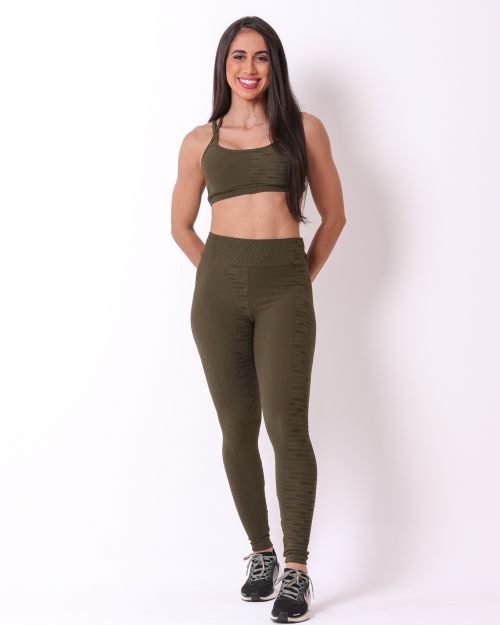 Conjunto Calça Legging Básica Jacquard Comfy + Top Lu
