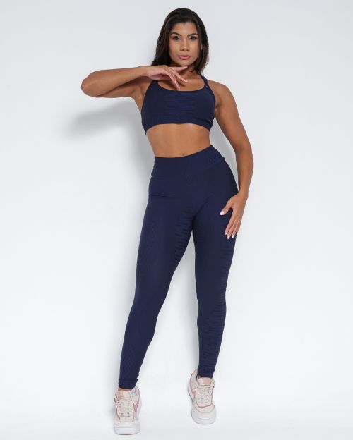 Conjunto Calça Legging Básica Jacquard Comfy + Top Lu