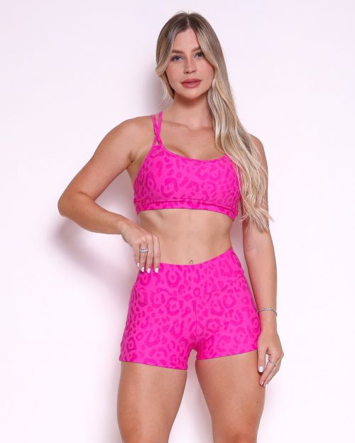 Conjunto Short Básico Curtinho New Onça Fit + Top Lu