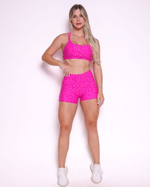 Conjunto Short Básico Curtinho New Onça Fit + Top Lu