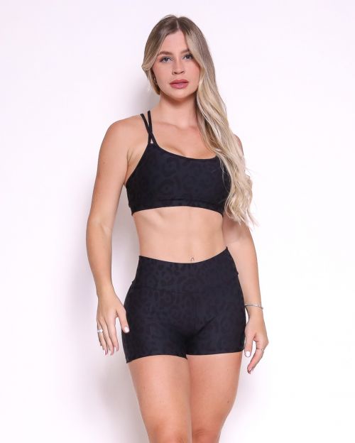 Conjunto Short Básico Curtinho New Onça Fit + Top Lu