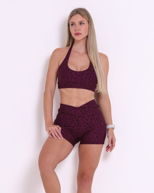 Conjunto Short Básico Cós Cruzado New Onça Fit + Top Jhully