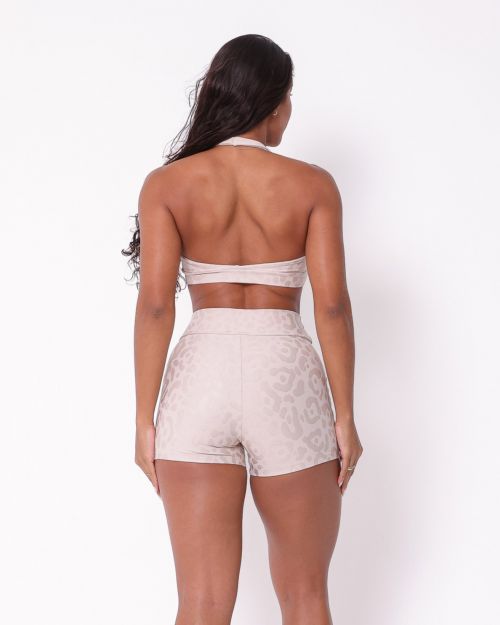 Conjunto Short Básico Cós Cruzado New Onça Fit + Top Jhully