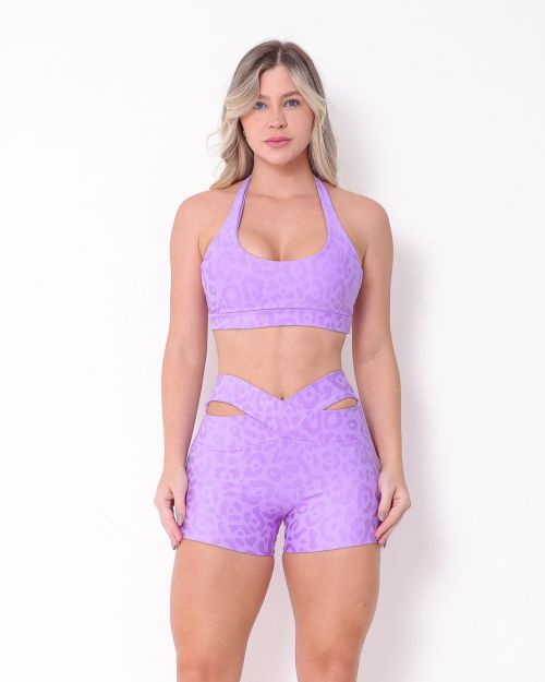 Conjunto Short Básico Cós Cruzado New Onça Fit + Top Jhully