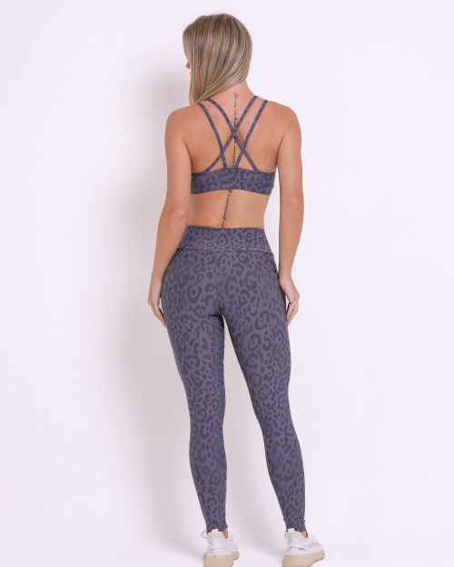 Conjunto Calça Legging Básica New Onça Fit + Top Lu