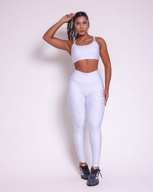 Conjunto Calça Legging Básica New Onça Fit + Top Lu