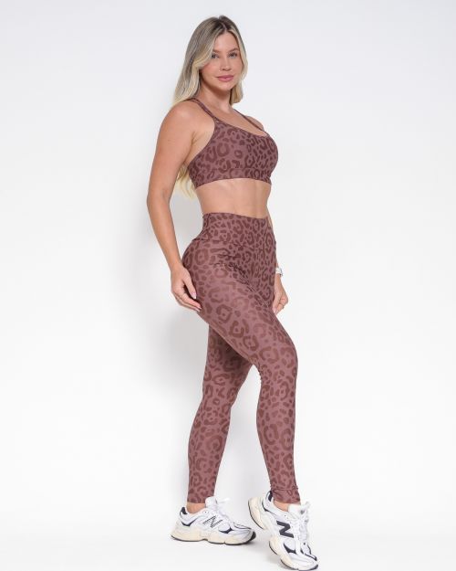 Conjunto Calça Legging Básica New Onça Fit + Top Lu
