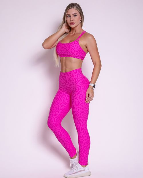 Conjunto Calça Legging Básica New Onça Fit + Top Lu