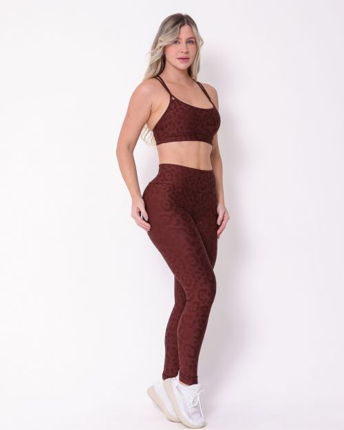 Conjunto Calça Legging Básica New Onça Fit + Top Lu