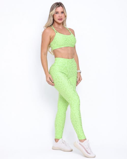 Conjunto Calça Legging Básica New Onça Fit + Top Lu