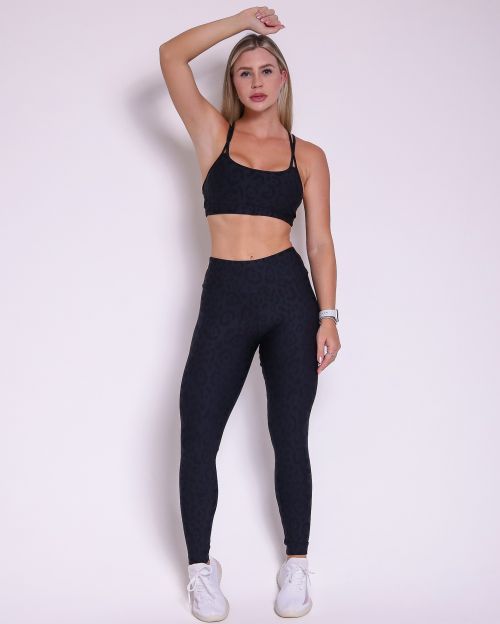 Conjunto Calça Legging Básica New Onça Fit + Top Lu