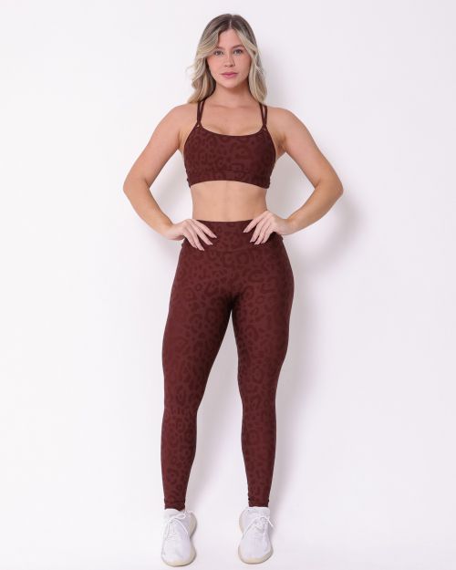 Conjunto Calça Legging Básica New Onça Fit + Top Lu