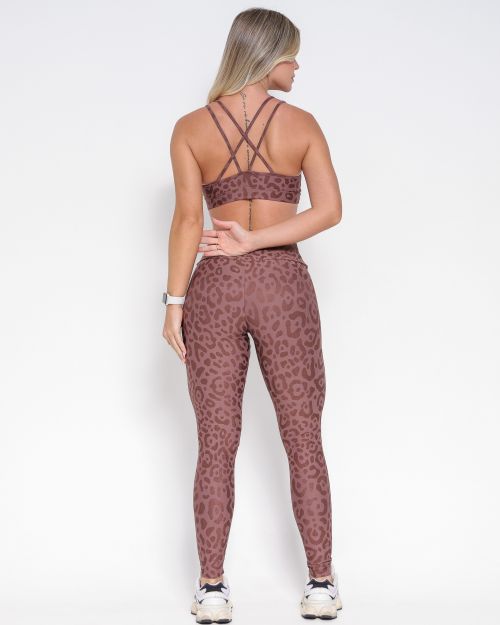 Conjunto Calça Legging Básica New Onça Fit + Top Lu