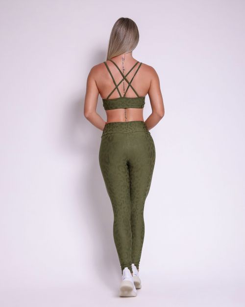Conjunto Calça Legging Básica New Onça Fit + Top Lu