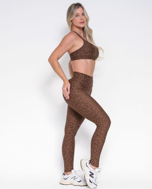 Conjunto Calça Legging Básica New Onça Fit + Top Lu