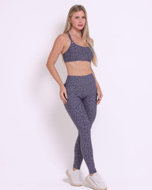 Conjunto Calça Legging Básica New Onça Fit + Top Lu