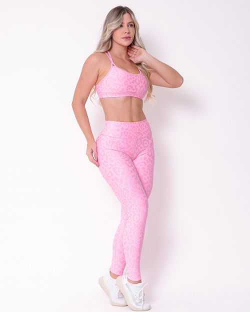 Conjunto Calça Legging Básica New Onça Fit + Top Lu